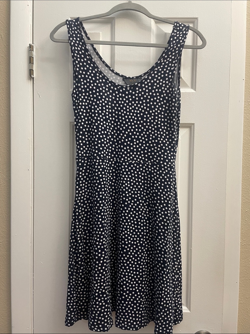 Mix by 41 Hawthorn Navy Blue and White Polka Dot Mini Dress